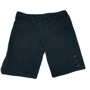 AB STUDIO Bermuda Shorts Women’s Size 14 Black Cotton Walking Shorts